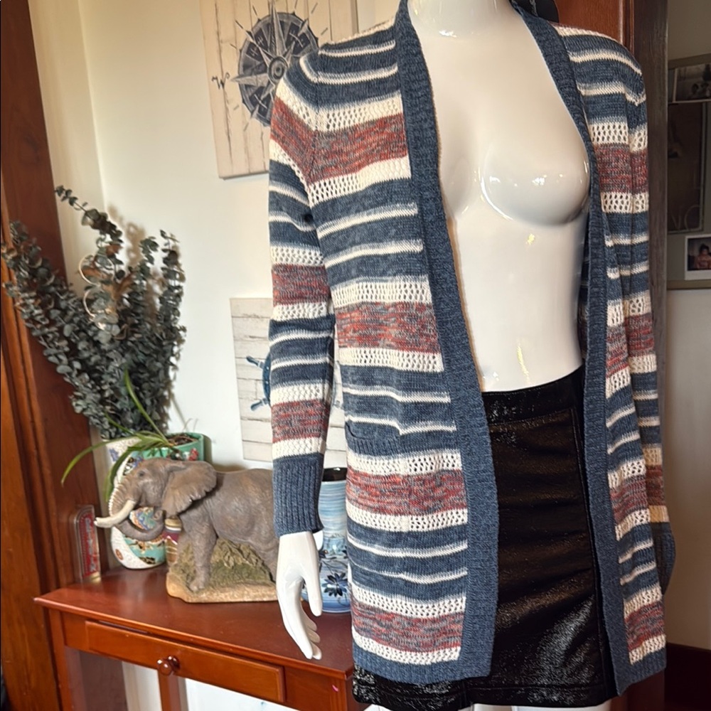 NWT Eddie Bauer size small Striped Open-Front Cardigan Sweater